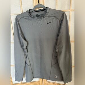 Nike Pro Combat Hyperwarm Fitted Long Sleeve Shirt Gray Men’s M